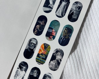 Frank / enstein / bride   / transparent / waterslide/  Nail decals /high photo quality