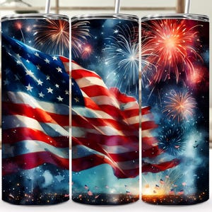 Patriotisches USA-Feuerwerk & Flagge - 20 Unzen Sublimationsbecherverpackung, 4. Juli Kunst, digitaler Download