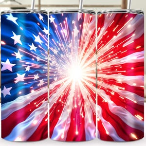 Feuerwerk Sunburst und amerikanische Flagge - 20 oz Sublimation Tumbler Wrap, 4. Juli Kunst, digitaler Download