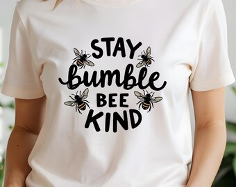 Boho Style Stay Bumble, Bee Kind T-Shirt PNG - Digital Download File, Bumble Bees Art, Bee Lover PNG, Mug Sublimation Design