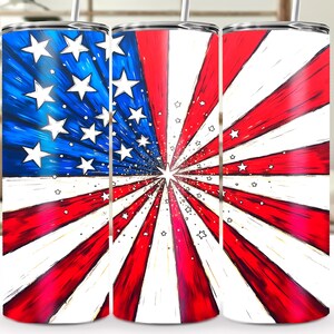 White Star Sunburst und amerikanische Flagge - 20 oz Sublimation Tumbler Wrap, 4. Juli Kunst, digitaler Download