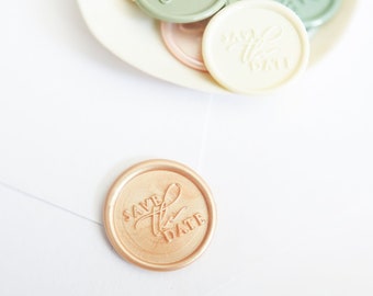 Calligraphic Save The Date Wax Seal Stickers, Custom Envelope Seals