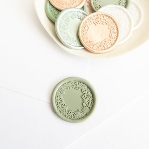 Floral Self Adhesive Wax Seal,  Floral Wreath Wax Seal Sticker, Wedding Wax Seal, Invitation Wax Seal, Self Adhesive Wax Seal Sticker