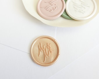 Mr. and Mrs. Wax Seal Sticker, Self Adhesive Wax Seal, Wedding Invitation Seal, Peel and Stick Wax Seals, Premade Wax Seal, Wedding Wax Seal