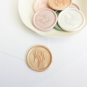 Mr. and Mrs. Wax Seal Sticker, Self Adhesive Wax Seal, Wedding Invitation Seal, Peel and Stick Wax Seals, Premade Wax Seal, Wedding Wax Seal