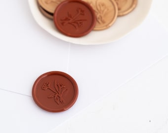 Floral Self Adhesive Wax Seal, Rose Flower Wax Seal Sticker, Wedding Wax Sticker, Invitation Wax Seal, Gold Wax Seal, Self Adhesive Wax Seal