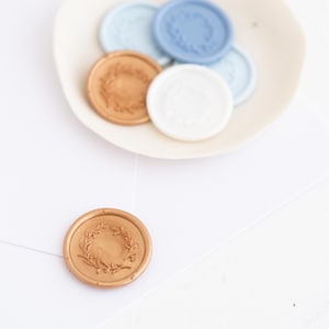 Olive Branch Wreath Wax Seal, Self Adhesive Wax Seals, Leaf Wax Seals, Wedding Invitation Seals, Peel and Stick Wax Seals, Pre-made Wax Seal