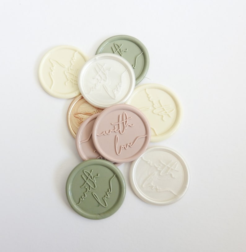 With Love Wax Seals, Self Adhesive Wax Seal, Wedding Wax Seal Stickers, With Love Wax Stickers, DIY Wax Seal Stickers, Premade Wax Seal image 1