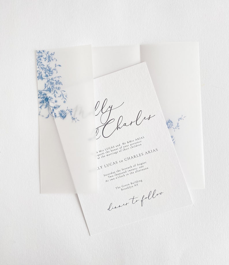 Prefolded Vellum Jacket for 5x7, Floral Vellum Paper, Wedding Invite ...