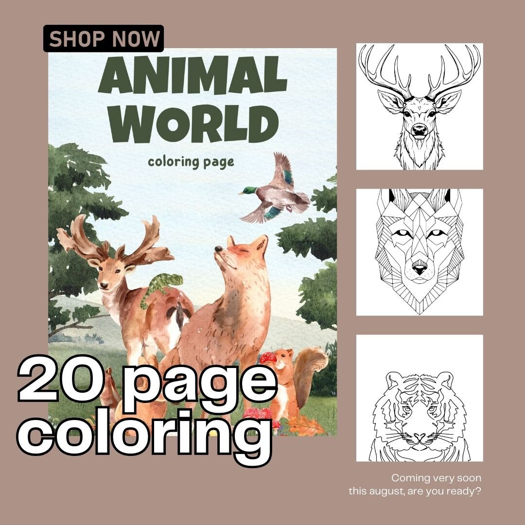 Animal World Coloring Page Etsy