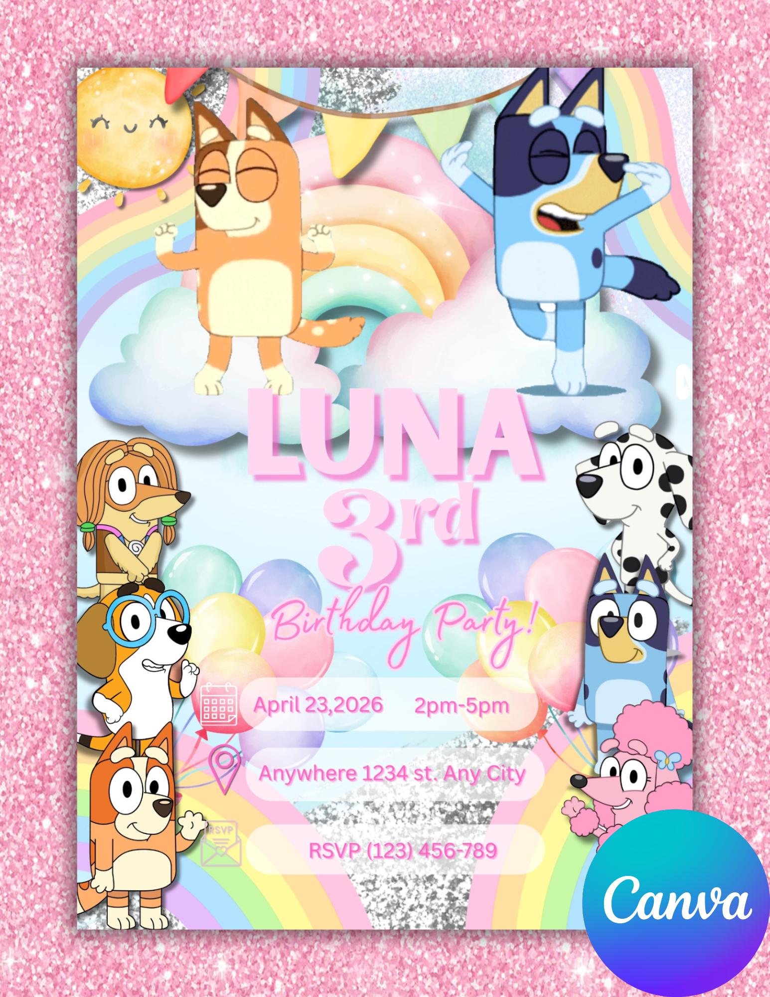 Bluey Digital Invitation - Etsy Australia