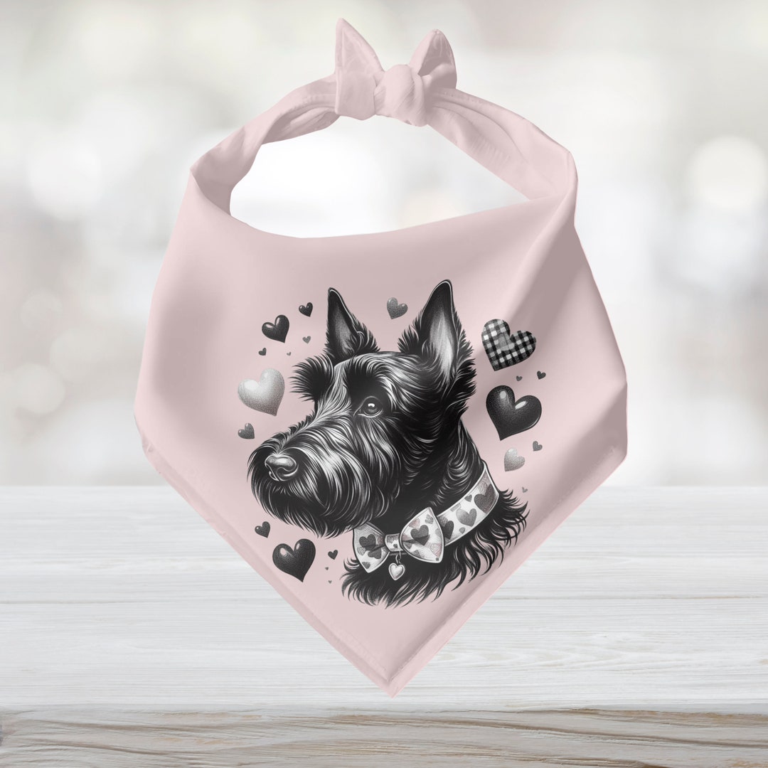 Scottie Dog Pet Bandana, Scottish Terrier Accessories, Tartan Pet, Scottie Dog, Adjustable Dog