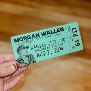 Morgan Wallen Concert Ticket Custom 6 Inch One Night At A Time Tour, Printed Laminated Birthday Christmas Gift Fan - Pick Your Show
