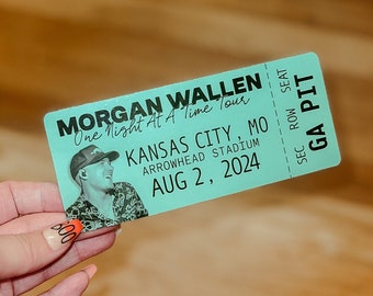 Morgan Wallen Concert Ticket Custom 6 Inch One Night At A Time Tour, Printed Laminated Birthday Christmas Gift Fan - Pick Your Show