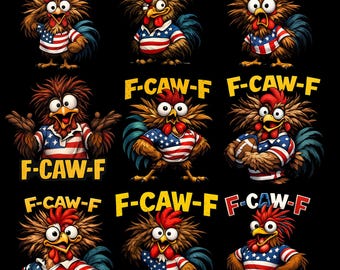 Pollo PNG Divertente Pollo Meme Bundle F-CAW-F Gallo Cartone Animato Animale da Fattoria Clipart Download Digitale