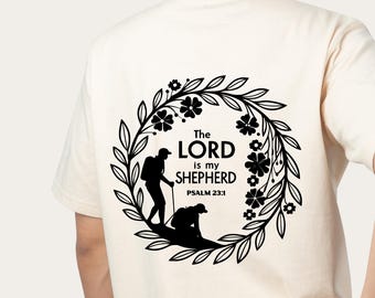 De HEER is mijn Herder, Christelijk PNG, Psalm 23:1, Buitenavontuur, Vrees niet PNG, Verlossing T-shirtontwerp, Hand van God, Digitale download