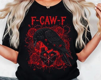 Raven Anti Valentijn PNG, Halftone Gotische Donkere Romantiek, Trendy F-Caw-F Kraai Ontwerp, Galentine's Day Clipart, Anti Liefde Valentijn Shirt Png