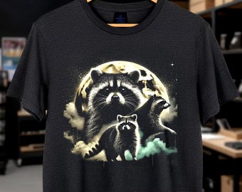Edgy Raccoon Moon PNG, Vintage Raccoon T-shirtontwerp, Zwarte humoristische wildlife-afbeelding, Pittige wasbeerkunst, Wild Animal Meme-shirt, Digitale download