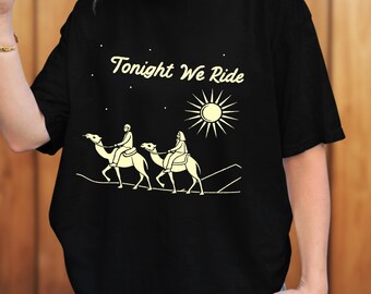 Retro Tonight We Ride PNG, Faith Christmas SVG, Drie Wijzen op Kamelen PNG, Kerststal SVG, Religieuze Kerstmis, Digitale Download