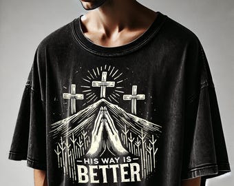 Vintage 'His Way Is Better' Christelijke PNG, Retro Christelijke Jezus-kunstwerk, Minimalistisch Christelijk Geloof Cadeau-shirt, Digitale Download Sublimatie