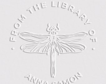 Papillon Libellule Abeille Beetle Embosser personnalisé Personnalisé de la Bibliothèque d’Ex Libris Book Stamp, Tampon auto-encreur personnalisé