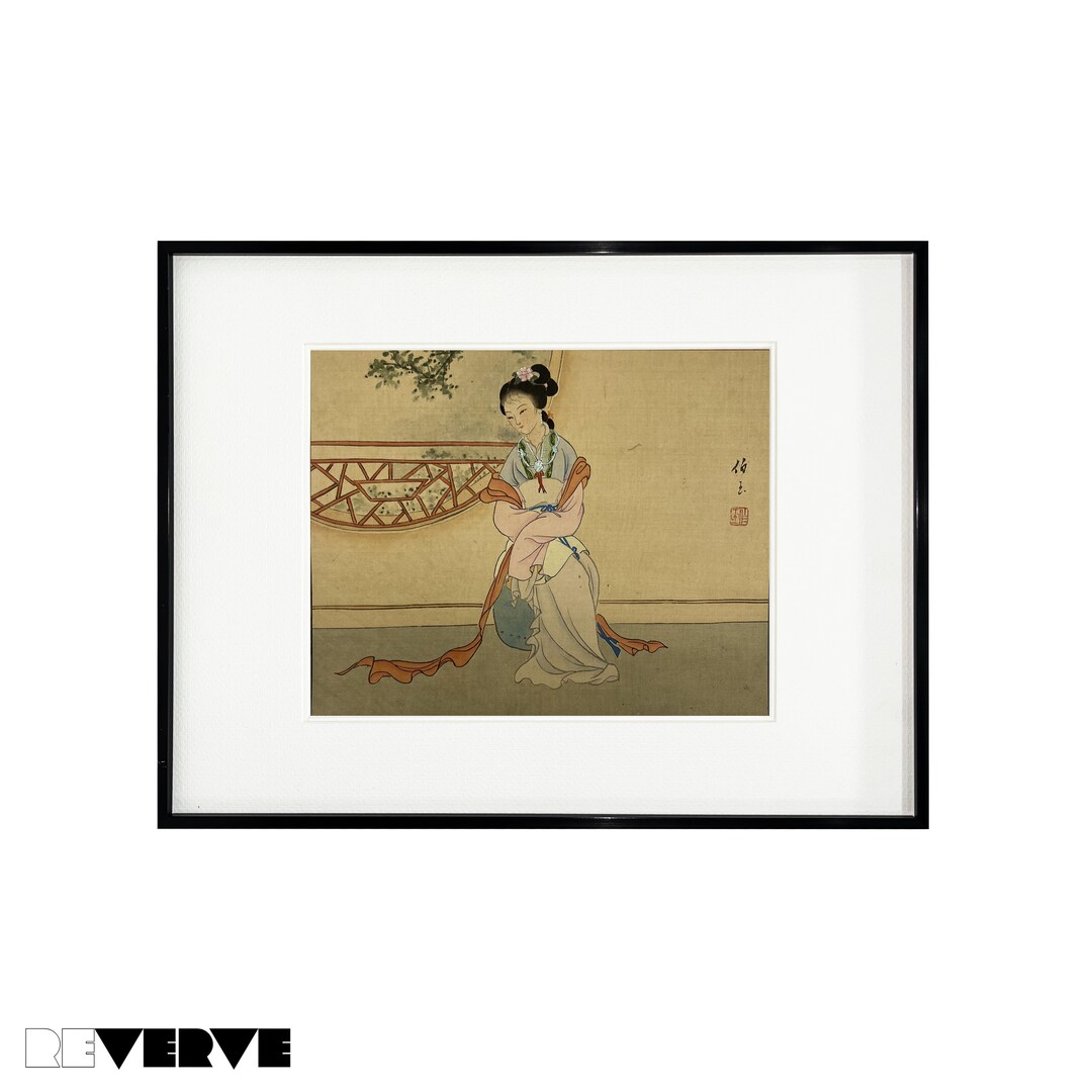 Asian Silk Painting Art Vintage Oriental Watercolor on Silk Etsy