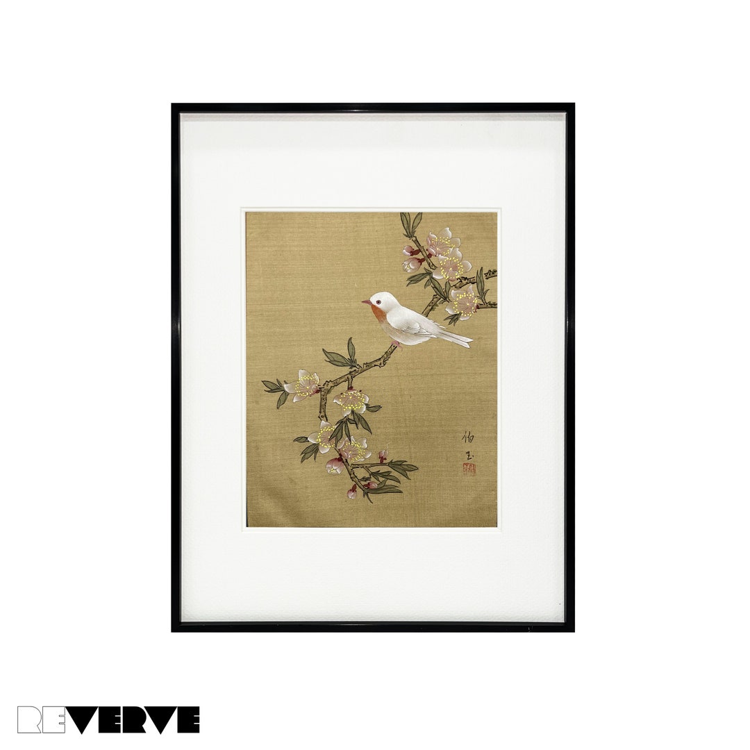 Asian Silk Painting Art Vintage Oriental Watercolor on Silk Etsy