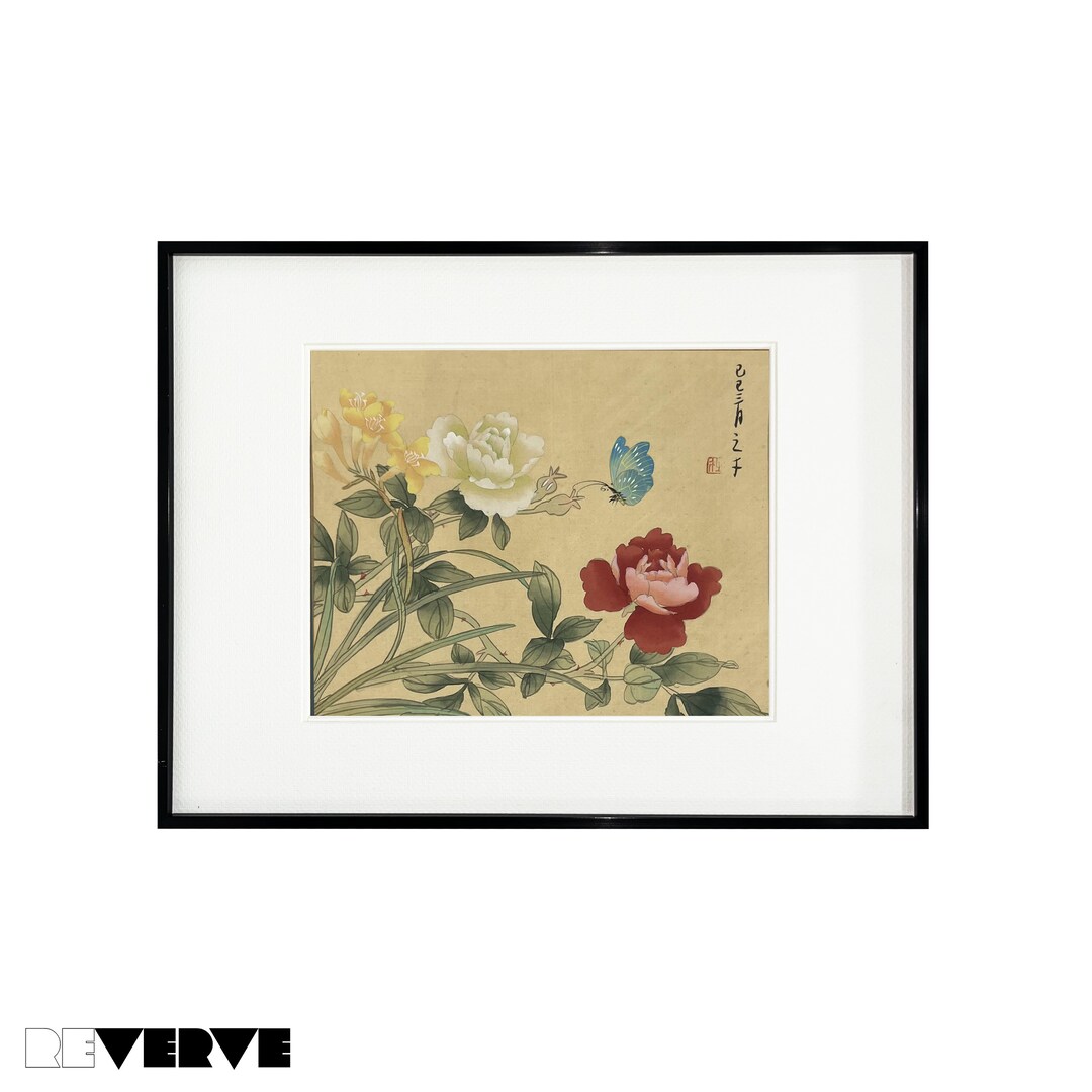 Asian Silk Painting Art Vintage Oriental Watercolor on Silk Etsy