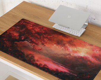 Gaming Deskt Mat, Feudal Japan Oil Painting Style, None-slip, Gaming, Japan, Oil Painting