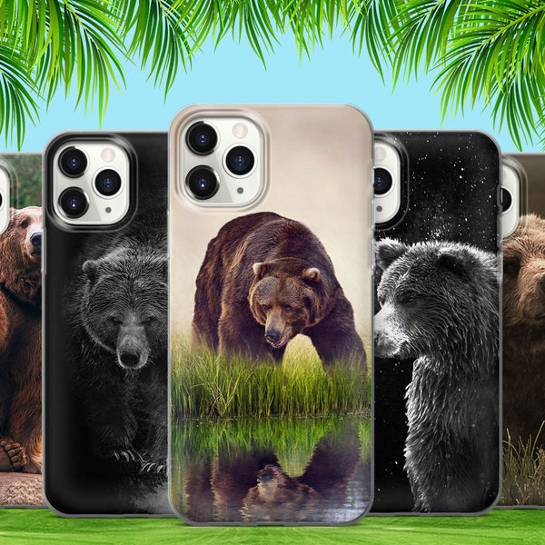 Mountain Brown Grizzly Bear Phone Case For iPhone 15 14 13 12 11 X Xs Xr Samsung S24 S23 S22 S21 S20 S10 GooglePixel Huawei Xiaomi Redmi