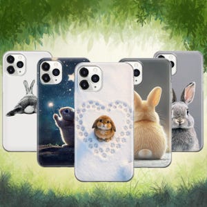 Cute Rabbit Phone Case Fluffy Bunny For iPhone 17 ProMax 16 E 15 Pro 14 13 12 Pixel 10 ProXL 9A 8 7 6