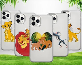 Cartoon Lion King Transparent  Phone Case For iPhone 16 15 14 13 12 11 X Samsung S25 S24 S23 S22 S21 S20 GooglePixel 9 ProXL 8 Pro 7