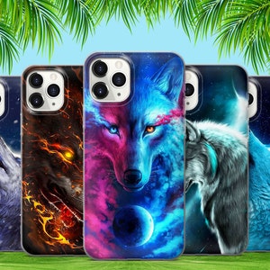 Nachtwölfe Fantasy Handytasche für iPhone 16 15 14 13 12 11 X Samsung S25 S24 S23 S22 S21 S20 Google Pixel 9 ProXL 8 Pro 7