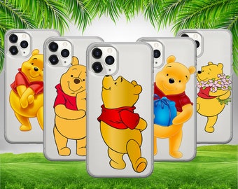 Pooh Bear Transparent Phone Case For iPhone 16 15 14 13 12 11 X Xs Samsung S25 Ultra S24 Plus S23 S22 S21 S20 GooglePixel 9 Pro XL 8 7 6