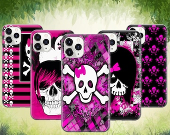 Funda de teléfono con calavera gótica emo para iPhone 17 ProMax 16 E 15 Pro 14 13 12 Pixel 10 ProXL 9A 8 7 6