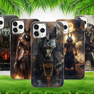 Ägyptischer Gof des Todes Anubis Handytasche für iPhone 16 15 14 13 12 11 X Samsung S25 S24 S23 S22 S21 S20 GooglePixel 9 ProXL 8 Pro 7