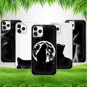 Black Cat Phone Case Night Cats Cover For iPhone 16 15 14 13 12 11 X Samsung S25 S24 S23 S22 S21 S20 GooglePixel 9 ProXL 8 Pro 7