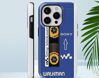 Etui na telefon Retro Walkman z odtwarzaczem kaset muzycznych. Wytrzymałe etui na iPhone'a, Pixela, Samsunga Galaxy S25, S24, S23, S22 Ultra Plus FE.