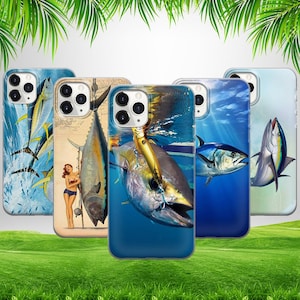 Angeln blauer Thunfisch Handytasche für iPhone 16 15 14 13 12 11 X Samsung S25 S24 S23 S22 S21 S20 GooglePixel 9 ProXL 8 Pro 7