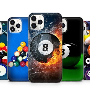 Capa de celular para bilhar, sinuca e snooker Lucky 8 Ball para iPhone 16 15 14 13 12 11 X Samsung S25 S24 S23 S22 S21 S20 GooglePixel 9 ProXL 8 Pro 7