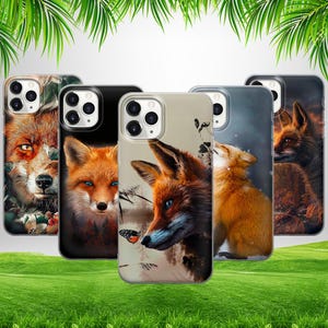 Wild Forest Ogange Fox Handytasche für iPhone 16 15 14 13 12 11 X Samsung S25 S24 S23 S22 S21 S20 Google Pixel 9 ProXL 8 Pro 7