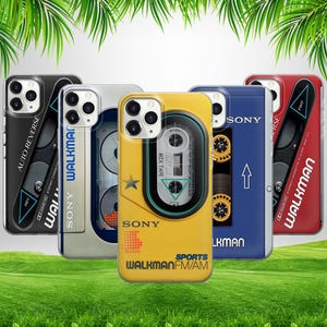 Vintage rétro lecteur de cassettes Walkman étui pour iphone de téléphone 16 15 14 13 12 11 X Samsung S25 S24 S23 S22 S21 S20 GooglePixel 9 ProXL 8 Pro 7