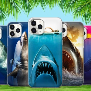 Funda para teléfono con diseño de tiburón blanco asesino gigante para iPhone 16, 15, 14, 13, 12, 11, X, Samsung S25, S24, S23, S22, S21, S20, Google Pixel 9 Pro XL, 8 Pro 7