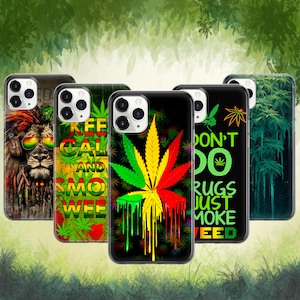 Funda de teléfono con diseño de planta de cannabis Rasta Smoke para iPhone 17 ProMax 16 E 15 Pro 14 13 12 Pixel 10 ProXL 9A 8 7 6