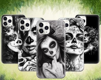 Funda de teléfono Calavera Muertos con diseño gótico para iPhone 17 ProMax 16 E 15 Pro 14 13 12 Pixel 10 ProXL 9A 8 7 6