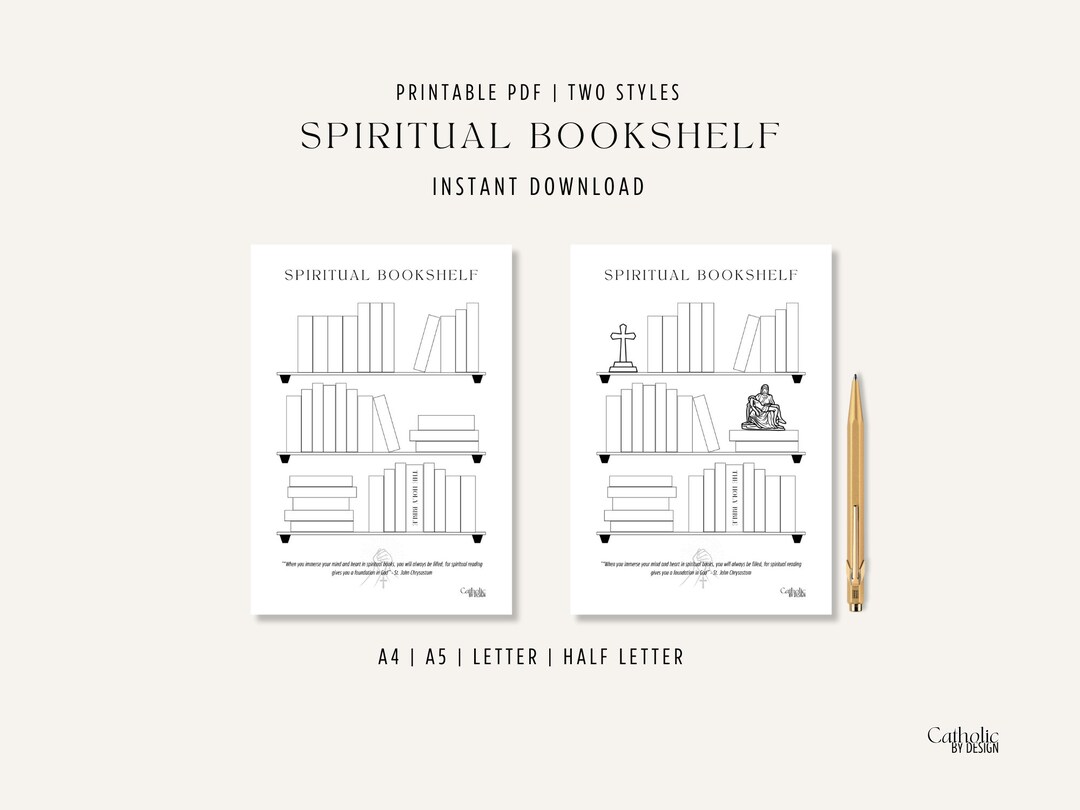 Bookshelf Printable Template Catholic Books to Read Book Tracker ...