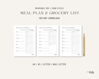 Weekly Meal Planner Printable with Catholic St Teresa of Avila Quote Grocery List Template Menu Plan Food Planner