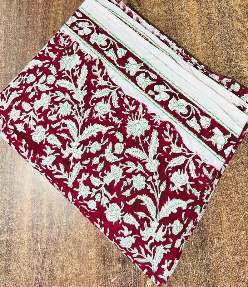 White - Hand Block Print Sanganeri Cotton 3pc Unstitched Dress Material 12