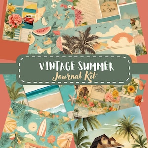 Ephemera Retro Seaside Printable - Scrapbooking Pages Vintage Summer - Ephemera Junk Journal Printables - Retro Pages Downloadable Summer