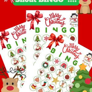 Weihnachtsbingo 10 Weihnachtsbingokarten Weihnachtsaktivität Kinder Weihnachtsfeier Spiel Weihnachten Klassenzimmer Aktivität Süßes Weihnachtsbingo